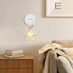 2X Lampada Da Parete Interni, Industriale Stile Applique In Metallo, Illuminazione Da Parete Gabbia Diamante Regolabile 180° Per Soggiorno Camera Da Letto Corridoio (Bianco) 9 2X Lampada Da Parete Interni, Industriale Stile Applique In Metallo, Illuminazione Da Parete Gabbia Diamante Regolabile 180° Per Soggiorno Camera Da Letto Corridoio (Bianco) -Negozio al dettaglio Paulmann 56487144 3