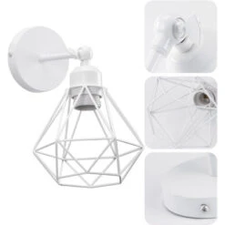 2X Lampada Da Parete Interni, Industriale Stile Applique In Metallo, Illuminazione Da Parete Gabbia Diamante Regolabile 180° Per Soggiorno Camera Da Letto Corridoio (Bianco) 10 2X Lampada Da Parete Interni, Industriale Stile Applique In Metallo, Illuminazione Da Parete Gabbia Diamante Regolabile 180° Per Soggiorno Camera Da Letto Corridoio (Bianco) -Negozio al dettaglio Paulmann 56487144 4