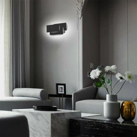 Applique Da Parete Interni LED, 24W Moderna Applique Da Parete IP44 Illuminazione Decorazione Per Soggiorno Camera Da Letto Sala Da Pranzo (Bianco Freddo/Nero) 4 Applique Da Parete Interni LED, 24W Moderna Applique Da Parete IP44 Illuminazione Decorazione Per Soggiorno Camera Da Letto Sala Da Pranzo (Bianco Freddo/Nero) - immagine 2