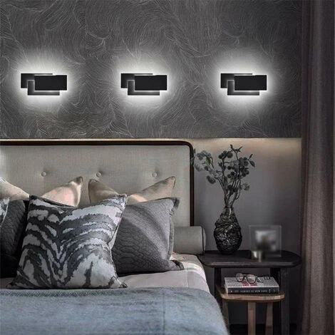Applique Da Parete Interni LED, 24W Moderna Applique Da Parete IP44 Illuminazione Decorazione Per Soggiorno Camera Da Letto Sala Da Pranzo (Bianco Freddo/Nero) 6 Applique Da Parete Interni LED, 24W Moderna Applique Da Parete IP44 Illuminazione Decorazione Per Soggiorno Camera Da Letto Sala Da Pranzo (Bianco Freddo/Nero) - immagine 4