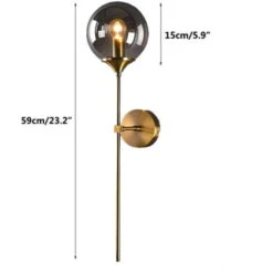 Applique Da Parete Industriale Vintage, Globo Di Vetro Grigio Con Applique Da Parete A Braccio Lungo Oro, Applique Da Parete Da Comodino Oro (grigio) -Negozio al dettaglio Paulmann 56521404 3