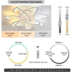 Plafoniera Moderna A Led, Lampada Da Soffitto Con Telecomando 70W Dimmerabile, Creativo Plafoniera Led Fiore Acrilico Con Funzione Di Memoria Per Soggiorno, Camera Da Letto, Sala Da Pranzo, Bianco -Negozio al dettaglio Paulmann 57668270 3