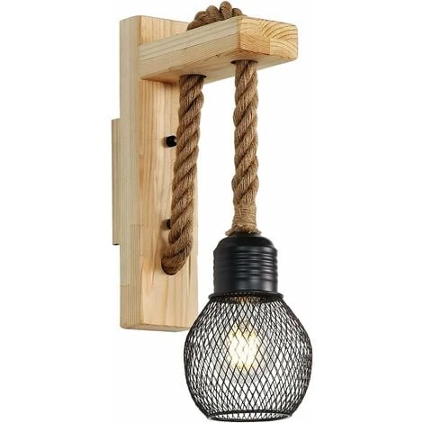 Applique Da Parete In Legno Massello Vintage Industriale Stile Retrò Corda Di Canapa Lampada Da Parete Rustica Illuminazione Per Interni Paralume In Metallo E27 Marrone Rosso 3 Applique Da Parete In Legno Massello Vintage Industriale Stile Retrò Corda Di Canapa Lampada Da Parete Rustica Illuminazione Per Interni Paralume In Metallo E27 Marrone Rosso