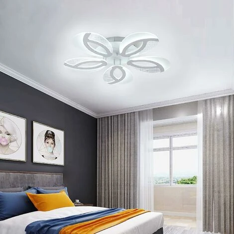 Plafoniera A LED, Lampada Da Soffitto 60W 5400 LM A Forma Di Fiore A 5 Bracci, Moderna Plafoniera A LED Bianca Itedda 6000K Per Showroom, Soggiorno E Camera Da Letto 4 Plafoniera A LED, Lampada Da Soffitto 60W 5400 LM A Forma Di Fiore A 5 Bracci, Moderna Plafoniera A LED Bianca Itedda 6000K Per Showroom, Soggiorno E Camera Da Letto - immagine 2