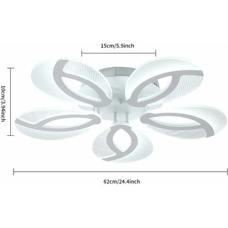 Plafoniera A LED, Lampada Da Soffitto 60W 5400 LM A Forma Di Fiore A 5 Bracci, Moderna Plafoniera A LED Bianca Itedda 6000K Per Showroom, Soggiorno E Camera Da Letto 7 Plafoniera A LED, Lampada Da Soffitto 60W 5400 LM A Forma Di Fiore A 5 Bracci, Moderna Plafoniera A LED Bianca Itedda 6000K Per Showroom, Soggiorno E Camera Da Letto - immagine 5