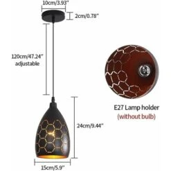 Lampada A Sospensione Vintage, Lampadario A Sospensione In Metallo E27 Nero E Oro Design 120 Cm, Lampadario Di Design Industriale, Lampada A Sospensione Per Soggiorno, Camera Da Letto, Caffetteria, Ba -Negozio al dettaglio Paulmann 58177019 5