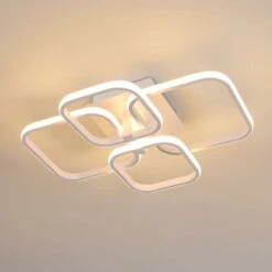 Plafoniera A LED, Lampada Da Soffitto Moderna Per Soggiorno, Luce Calda 3000K, Plafoniera Bianca Quadrata Semplice Per Camera Da Letto, 58X46CM