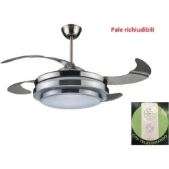 Ventilatore Da Soffitto 4 Pale A Scomparsa Richiudibili DCG VECRD47TL Luce Telecomando