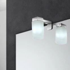 Lampada Applique LED Per Specchio Bagno Acciaio Cromo E Vetro