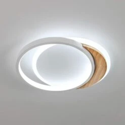 Plafoniera LED Legno, 28W Lampada Da Soffitto LED Moderna, Bianco Freddo 6000K 30CM 5CM Ultra Magro Rotondo Plafoniera Per Bagno Cucina Camera Da Letto Sala Corridoio Ufficio