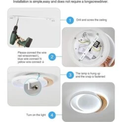 Plafoniera LED Legno, 28W Lampada Da Soffitto LED Moderna, Bianco Freddo 6000K 30CM 5CM Ultra Magro Rotondo Plafoniera Per Bagno Cucina Camera Da Letto Sala Corridoio Ufficio -Negozio al dettaglio Paulmann 59618067 4