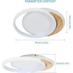 Plafoniera LED Legno, 28W Lampada Da Soffitto LED Moderna, Bianco Freddo 6000K 30CM 5CM Ultra Magro Rotondo Plafoniera Per Bagno Cucina Camera Da Letto Sala Corridoio Ufficio -Negozio al dettaglio Paulmann 59618067 5