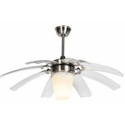 QAZQA Ventilatori Da Soffitto Wings - Moderno - Vetro,Plastico,Acciaio - Acciaio/Bianco/Trasparente - Tondo Max. 1 X Watt