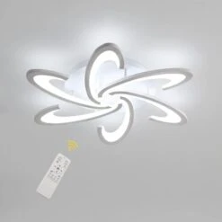 Moderna Plafoniera LED Dimmerabile, 54W Lampada Da Soffitto Forma Di Fiore Design, Metallo Acrilico Petalo Lampadario A 6 Teste Con Telecomando Per Camera Da Letto, Soggiorno, Sala Da Pranzo … (70cm)