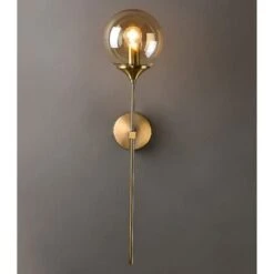 Applique Da Parete Industriale Vintage, Lampada Da Parete A Led Per Interni, Lampada Da Comodino E14 Oro, Applique A Sfera In Vetro Ambrato Per Camera Da Letto, Soggiorno, Corridoio, Sala Da Pranzo