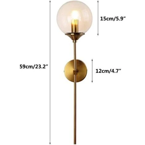 Applique Da Parete Industriale Vintage, Lampada Da Parete A Led Per Interni, Lampada Da Comodino E14 Oro, Applique A Sfera In Vetro Ambrato Per Camera Da Letto, Soggiorno, Corridoio, Sala Da Pranzo 4 Applique Da Parete Industriale Vintage, Lampada Da Parete A Led Per Interni, Lampada Da Comodino E14 Oro, Applique A Sfera In Vetro Ambrato Per Camera Da Letto, Soggiorno, Corridoio, Sala Da Pranzo - immagine 2
