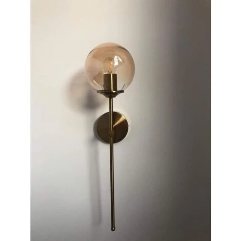 Applique Da Parete Industriale Vintage, Lampada Da Parete A Led Per Interni, Lampada Da Comodino E14 Oro, Applique A Sfera In Vetro Ambrato Per Camera Da Letto, Soggiorno, Corridoio, Sala Da Pranzo 7 Applique Da Parete Industriale Vintage, Lampada Da Parete A Led Per Interni, Lampada Da Comodino E14 Oro, Applique A Sfera In Vetro Ambrato Per Camera Da Letto, Soggiorno, Corridoio, Sala Da Pranzo - immagine 5