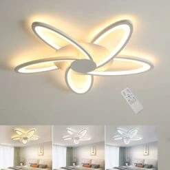 Plafoniera Led Moderna Dimmerabile Con Telecomando 30W Bianco Acrilico Design A Petalo Lampada Soffitto Moderna 3000K-6500K Plafoniera Led Per Camera Da Letto, Soggiorno, Sala, Pranzo, Corridoio