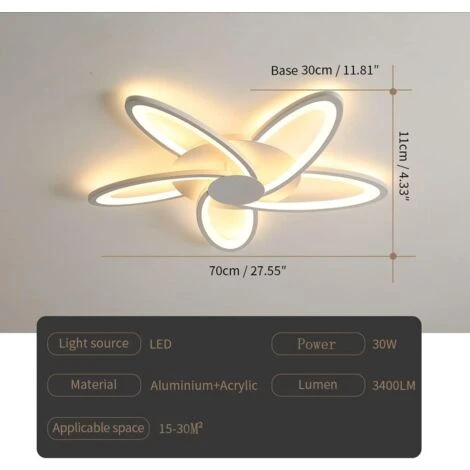 Plafoniera Led Moderna Dimmerabile Con Telecomando 30W Bianco Acrilico Design A Petalo Lampada Soffitto Moderna 3000K-6500K Plafoniera Led Per Camera Da Letto, Soggiorno, Sala, Pranzo, Corridoio 6 Plafoniera Led Moderna Dimmerabile Con Telecomando 30W Bianco Acrilico Design A Petalo Lampada Soffitto Moderna 3000K-6500K Plafoniera Led Per Camera Da Letto, Soggiorno, Sala, Pranzo, Corridoio - immagine 4