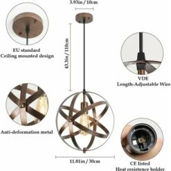 Lampada A Sospensione Vintage,Lampadario Industriale, E27 Retrò Lampada Da Soffitto Regolabile Per Il Ristorante Dining Room Kitchen 30cm -Negozio al dettaglio Paulmann 61124277 5