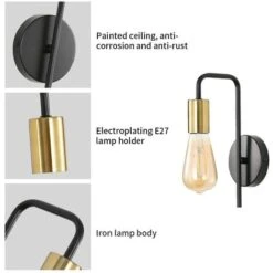 Lampada Da Parete 2 Pezzi, E27 Applique Da Parete Industriale, Lampada A Muro Retrò In Ferro Per Corridoio, Scale, Ingresso, Camera Da Letto (Senza Lampadina) -Negozio al dettaglio Paulmann 61124500 4