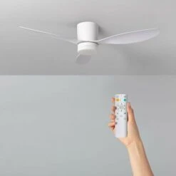 Ventilatore LED Da Soffitto Per Esterni Weimar Blanco 132cm Motore DC