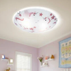 Lampada Da Soffitto Lampada Da Soffitto A LED Per Bambini Lampada Da Soffitto Per Ragazze Cameretta Rotonda, Vetro Unicorno Stelle Bianco Rosa, 16W 960lm Bianco Caldo, D 30 Cm -Negozio al dettaglio Paulmann 63599863 4