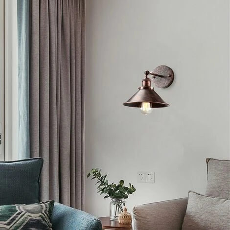 2X Lampada Da Parete Interni, Industriale Stile Applique Con Ø22cm Paralume, Illuminazione Da Parete Regolabile 180° Per Soggiorno Camera Da Letto Corridoio (Rosta Rossa) 4 2X Lampada Da Parete Interni, Industriale Stile Applique Con Ø22cm Paralume, Illuminazione Da Parete Regolabile 180° Per Soggiorno Camera Da Letto Corridoio (Rosta Rossa) - immagine 2