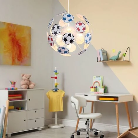 Lampada A Sospensione Per La Cameretta Dei Bambini Calcio Lampada A Sospensione Per La Cameretta Dei Bambini Lampada Per Bambini A Sospensione Per Il Calcio, Bianco Multicolore, 4x E14, PxH 35x120 Cm 3 Lampada A Sospensione Per La Cameretta Dei Bambini Calcio Lampada A Sospensione Per La Cameretta Dei Bambini Lampada Per Bambini A Sospensione Per Il Calcio, Bianco Multicolore, 4x E14, PxH 35x120 Cm