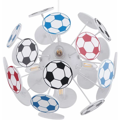 Lampada A Sospensione Per La Cameretta Dei Bambini Calcio Lampada A Sospensione Per La Cameretta Dei Bambini Lampada Per Bambini A Sospensione Per Il Calcio, Bianco Multicolore, 4x E14, PxH 35x120 Cm 7 Lampada A Sospensione Per La Cameretta Dei Bambini Calcio Lampada A Sospensione Per La Cameretta Dei Bambini Lampada Per Bambini A Sospensione Per Il Calcio, Bianco Multicolore, 4x E14, PxH 35x120 Cm - immagine 5