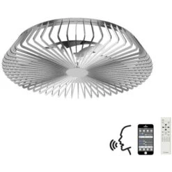Mantra Himalaya Plafoniera LED Dimmerabile E Ventola CC Da 35 W, Telecomando, APP E Controllo Vocale Alexa/Google, Argento