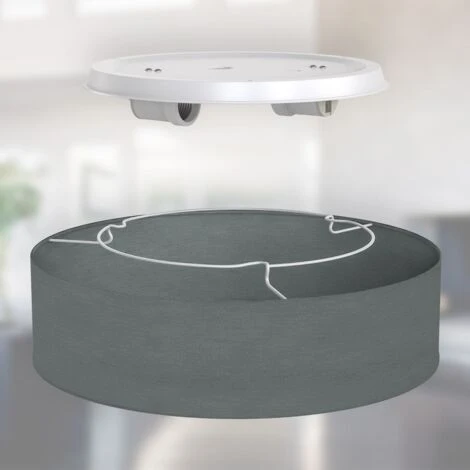 Lampada Da Soffitto In Tessuto Grigio Paralume Tessile Lampada Da Soggiorno Soffitto Incl. Lampada WIFI 4 Lampada Da Soffitto In Tessuto Grigio Paralume Tessile Lampada Da Soggiorno Soffitto Incl. Lampada WIFI - immagine 2