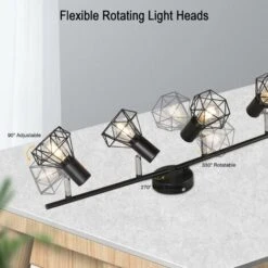 Plafoniera A LED 4 Faretti Orientabili Girevoli Lampada Da Soffitto A Gabbia In Metallo Nero Retrò Industriale, Faretti A Soffitto Apparecchio A Sospensione Faretto A LED Per Cucina Corridoio Soggiorn -Negozio al dettaglio Paulmann 66563029 2