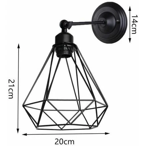 Applique In Metallo Gabbia Nero 20cm FUIENKO 3 Applique In Metallo Gabbia Nero 20cm FUIENKO