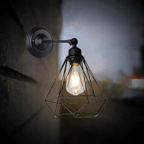 Applique In Metallo Gabbia Nero 20cm FUIENKO 4 Applique In Metallo Gabbia Nero 20cm FUIENKO - immagine 2