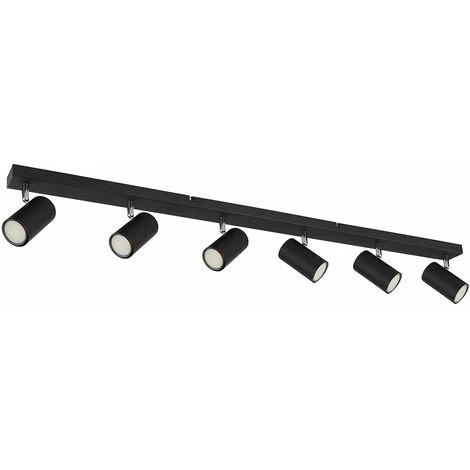 Plafoniera Spot Bar Faretto Da Soffitto 6 Fiamme Luce Soggiorno, Plafoniera Con Faretti Orientabili, Metallo Nero, 6x GU10, LxPxH 115x6x12 Cm 4 Plafoniera Spot Bar Faretto Da Soffitto 6 Fiamme Luce Soggiorno, Plafoniera Con Faretti Orientabili, Metallo Nero, 6x GU10, LxPxH 115x6x12 Cm - immagine 2