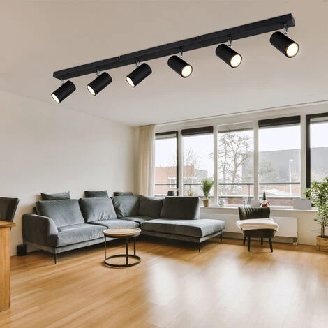Plafoniera Spot Bar Faretto Da Soffitto 6 Fiamme Luce Soggiorno, Plafoniera Con Faretti Orientabili, Metallo Nero, 6x GU10, LxPxH 115x6x12 Cm 6 Plafoniera Spot Bar Faretto Da Soffitto 6 Fiamme Luce Soggiorno, Plafoniera Con Faretti Orientabili, Metallo Nero, 6x GU10, LxPxH 115x6x12 Cm - immagine 4