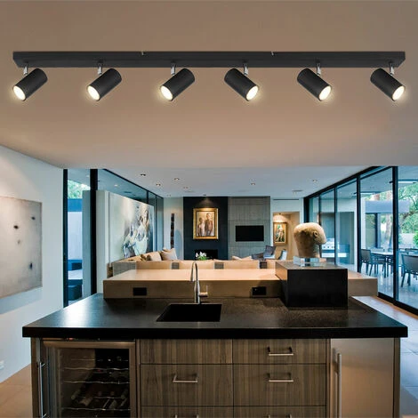 Plafoniera Spot Bar Faretto Da Soffitto 6 Fiamme Luce Soggiorno, Plafoniera Con Faretti Orientabili, Metallo Nero, 6x GU10, LxPxH 115x6x12 Cm 7 Plafoniera Spot Bar Faretto Da Soffitto 6 Fiamme Luce Soggiorno, Plafoniera Con Faretti Orientabili, Metallo Nero, 6x GU10, LxPxH 115x6x12 Cm - immagine 5