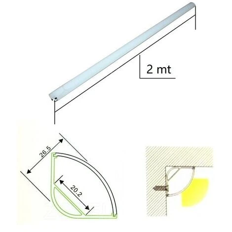 Profilo Alluminio Angolare Grande A Plafoniera Strisce Strip LED Barra Rigida 4 Profilo Alluminio Angolare Grande A Plafoniera Strisce Strip LED Barra Rigida - immagine 2