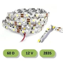 Striscia Led Curvabile 60D 12V Smd 2835 5 Metri Strip Adesiva Pieghevole Per Insegne Angoli Curve Naturale 4000k