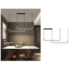 Lampadario Sospensione 42w Lineare Orizzontale Design Minimal Moderno Nero Luce Led Bianco Calda