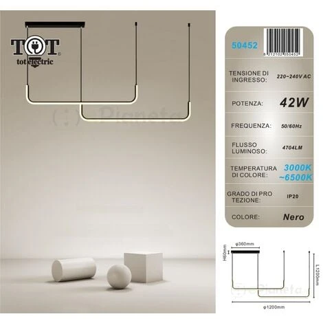 Lampadario Sospensione 42w Lineare Orizzontale Design Minimal Moderno Nero Luce Led Bianco Calda 4 Lampadario Sospensione 42w Lineare Orizzontale Design Minimal Moderno Nero Luce Led Bianco Calda - immagine 2