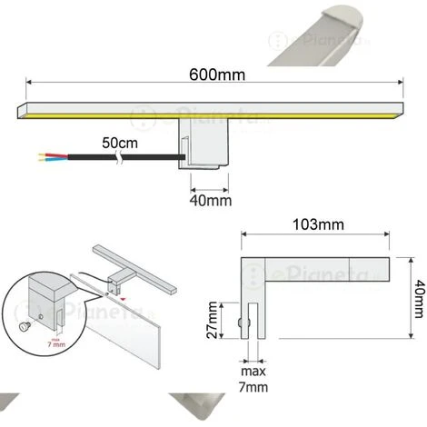 Lampada Da Specchio 12W A Led Per Bagno Applique Bianco Luce Tricolore ( Fredda Naturale Calda ) 7 Lampada Da Specchio 12W A Led Per Bagno Applique Bianco Luce Tricolore ( Fredda Naturale Calda ) - immagine 5