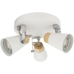 Lampada Da Soffitto Circolare Orientabile In Metallo E Legno 3 Faretti Mara Bianco -Negozio al dettaglio Paulmann 6956206 3