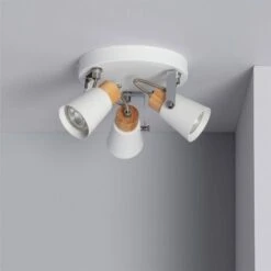 Lampada Da Soffitto Circolare Orientabile In Metallo E Legno 3 Faretti Mara Bianco -Negozio al dettaglio Paulmann 6956206 4