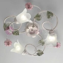 SPRING Plafoniera A 3 Luci In Ferro Decorato Stile Floreale
