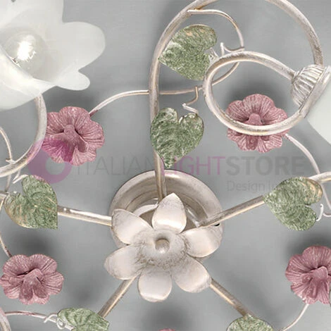 SPRING Plafoniera A 5 Luci In Ferro Decorato Stile Floreale 4 SPRING Plafoniera A 5 Luci In Ferro Decorato Stile Floreale - immagine 2