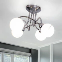 Lampada Da Soffitto Cromo Moderna Sala Da Pranzo Design Lampada Palle Bianche Lampada Da Soffitto Soggiorno, Realizzata In Acciaio, 4 Prese G9, D 40 Cm -Negozio al dettaglio Paulmann 70104204 3
