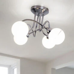 Lampada Da Soffitto Cromo Moderna Sala Da Pranzo Design Lampada Palle Bianche Lampada Da Soffitto Soggiorno, Realizzata In Acciaio, 4 Prese G9, D 40 Cm -Negozio al dettaglio Paulmann 70104204 4