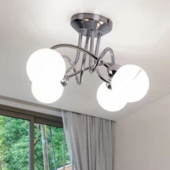 Lampada Da Soffitto Cromo Moderna Sala Da Pranzo Design Lampada Palle Bianche Lampada Da Soffitto Soggiorno, Realizzata In Acciaio, 4 Prese G9, D 40 Cm -Negozio al dettaglio Paulmann 70104204 5